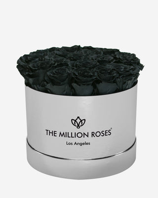 Classic Mirror Silver Box | Black Roses