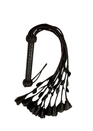 Black Rose Heavy Duty Leather Flogger | 9 Braided Falls & Cat-o-nine Tails