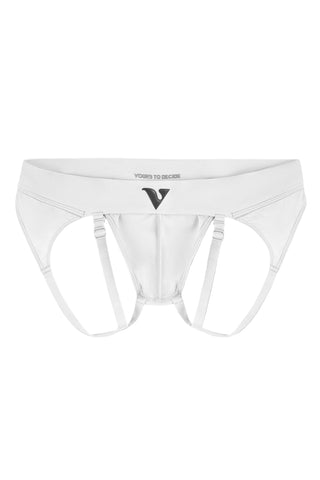 White men's underwear with brand logo on a white background