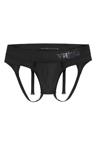 Black men's underwear with brand logo on a white background