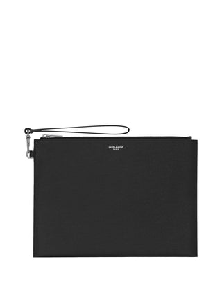 Saint Laurent Men Zipped Tablet Holder In Grain De Poudre-Leather - MENAGERIE Intimates MENS Lingerie