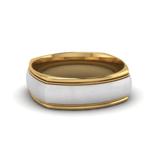 Two Tone Milgrain Square Mens Band Ring - MENAGERIE Intimates MENS Lingerie