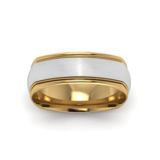 Two Tone Milgrain Square Mens Band Ring - MENAGERIE Intimates MENS Lingerie