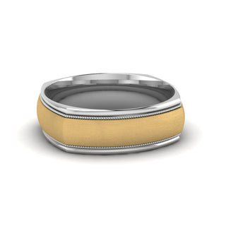 Two Tone Milgrain Square Mens Band Ring - MENAGERIE Intimates MENS Lingerie