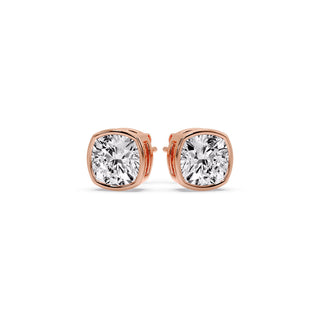 Bezel Set Cushion Diamond Stud Earrings
