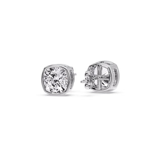 Bezel Set Cushion Diamond Stud Earrings
