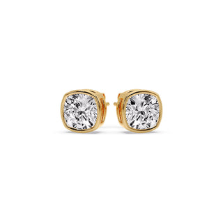 Bezel Set Cushion Diamond Stud Earrings