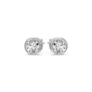 Round Cut Stud Bezel Set Earring