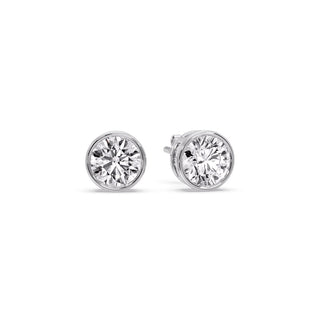 Round Cut Stud Bezel Set Earring