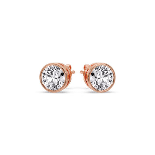 Round Cut Stud Bezel Set Earring