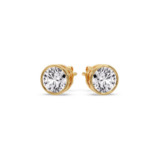 Round Cut Stud Bezel Set Earring