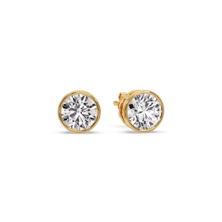 Round Cut Stud Bezel Set Earring