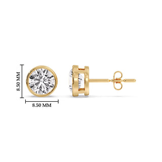 Round Cut Stud Bezel Set Earring
