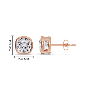 Bezel Set Cushion Diamond Stud Earrings