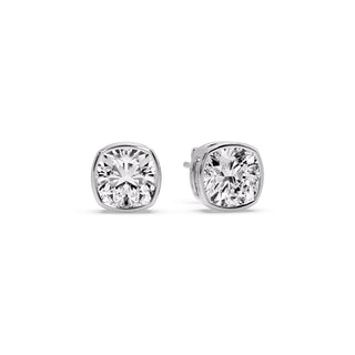 Bezel Set Cushion Diamond Stud Earrings