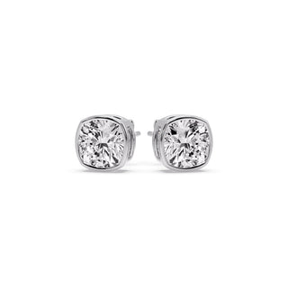 Bezel Set Cushion Diamond Stud Earrings