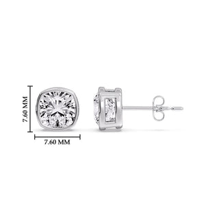 Bezel Set Cushion Diamond Stud Earrings