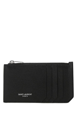 Saint Laurent Black Leather Card Holder