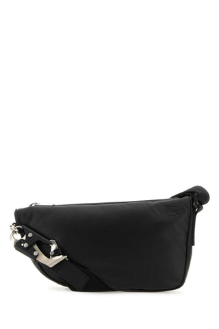 Burberry Men Black Leather Shield Crossbody Bag