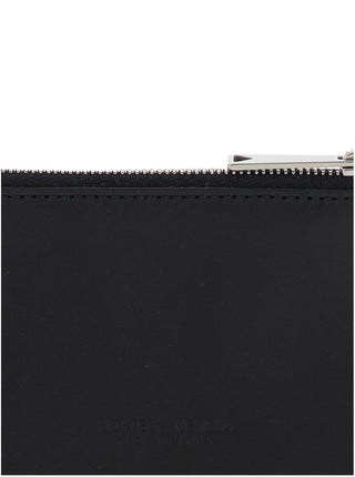 Bottega Veneta Men Black Card-Holder With Intreccio Motif In Leather Man