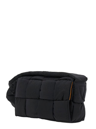 Bottega Veneta Men 'Padded Tech Cassette' Black Cross Body Bag In Techno Fabric Man