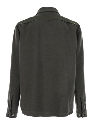 Rick Owens Men 'Brad' Green Jacket With Classic Collar In Wool Man