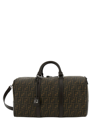 Fendi Men Brown Suitcase With All-Over Ff Motif And Ff Plate On The Front In Fabric For Men