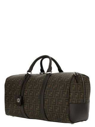 Fendi Men Brown Suitcase With All-Over Ff Motif And Ff Plate On The Front In Fabric For Men