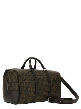 Fendi Men Brown Suitcase With All-Over Ff Motif And Ff Plate On The Front In Fabric For Men