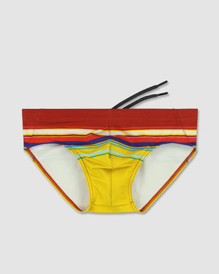Swim Brief Red Yellow Horizontal Stripes