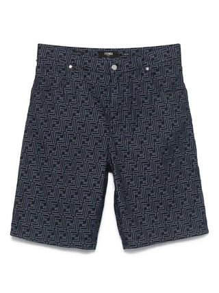 Fendi Jacquard Denim Shorts