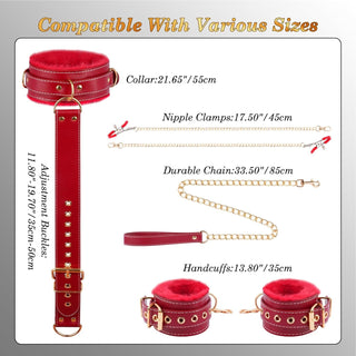 CrimsonChain Red BDSM Collar Restraint Kit