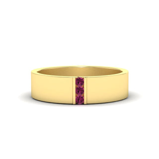 3 Stone Mens Flat Gemstone Band - MENAGERIE Intimates MENS Lingerie