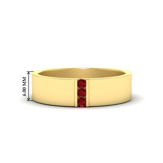 3 Stone Mens Flat Gemstone Band - MENAGERIE Intimates MENS Lingerie
