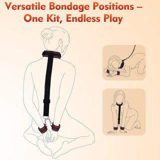 RougeNape Black Red Neck to Wrist BDSM Restraint