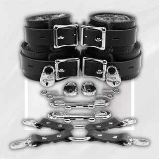 SableChain Premium BDSM Fur-Lined Leather Cuffs Set