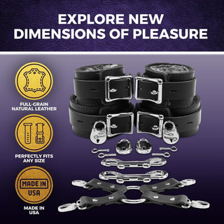 SableChain Premium BDSM Fur-Lined Leather Cuffs Set