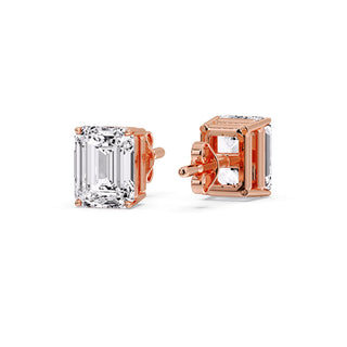 Emerald Cut Diamond Stud Earrings