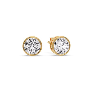 Round Cut Stud Bezel Set Earring