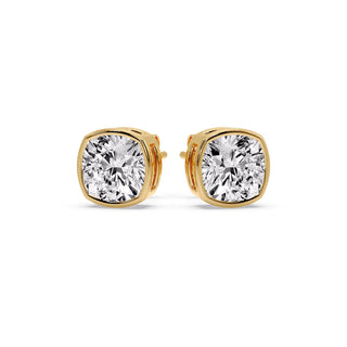 Bezel Set Cushion Diamond Stud Earrings