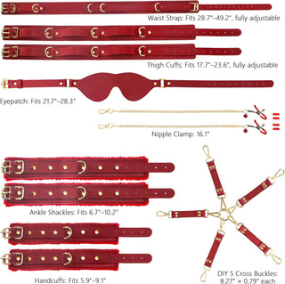 DominaLux Premium Red 15-Piece BDSM Bondage Kit