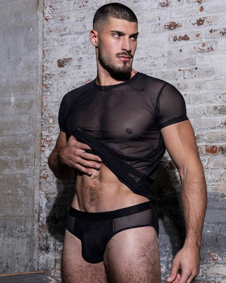 Sheer Crew Neck T-Shirt Black