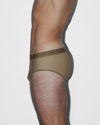Sheer Fly Front Brief Dark Nude