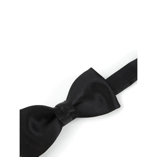 Black Satin Weave Bow Tie