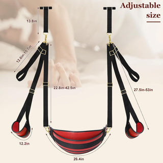 CrimsonBound Red PU Leather Adjustable Door BDSM Sex Swing