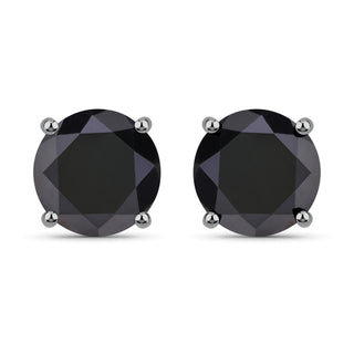 4.91 Carat Genuine Black Diamond 14K White Gold Earrings
