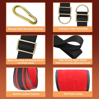 CrimsonBound Red PU Leather Adjustable Door BDSM Sex Swing