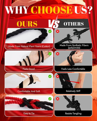 Cotton Shibari Bondage Rope | BLACK | 3 Pack