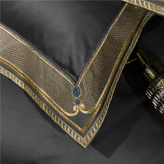 Anahi Embroidered Motif Border Egyptian Cotton Bedding Set | 3CARATS