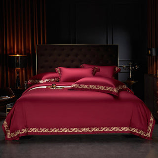 Anahi Embroidered Motif Border Egyptian Cotton Bedding Set | 3CARATS